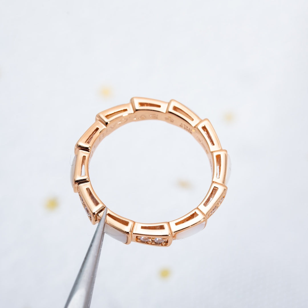 [Elitejewels]SERPENTI RING PINK GOLD DIAMOND MOP 3MM