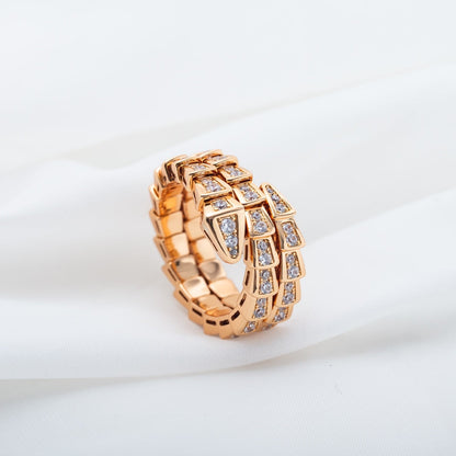 [Elitejewels]SERPENTI RING ROTGOLD DIAMANT DOPPELREIHIG