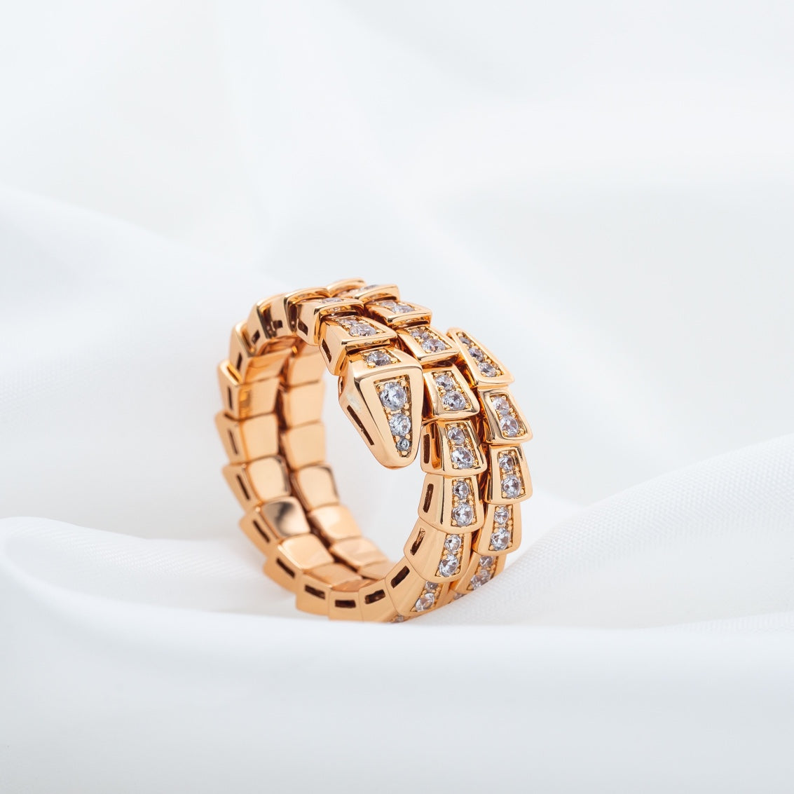 [Elitejewels]SERPENTI RING ROTGOLD DIAMANT DOPPELREIHIG