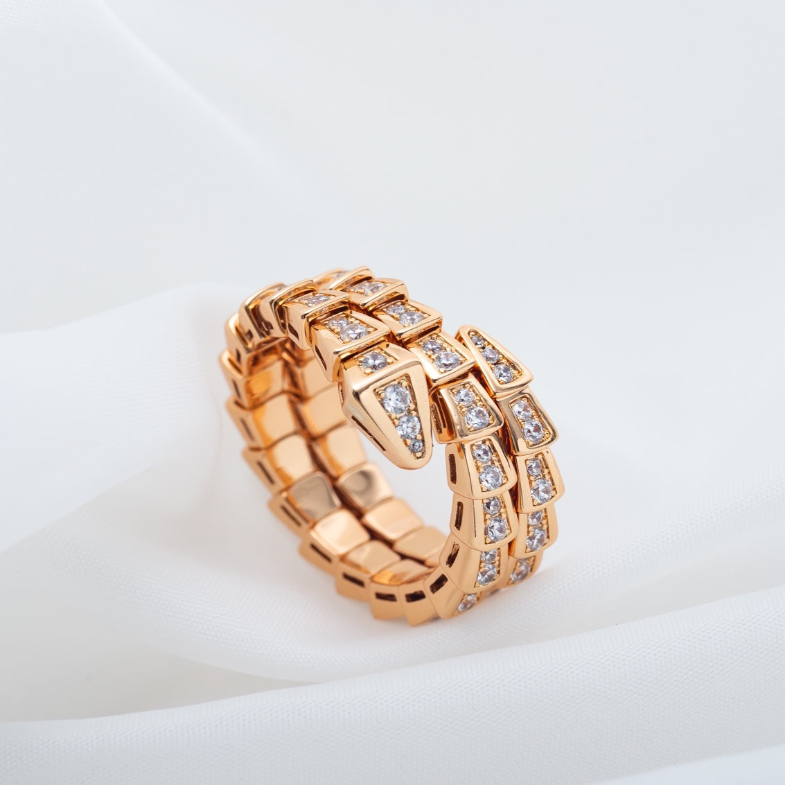 [Elitejewels]SERPENTI RING ROTGOLD DIAMANT DOPPELREIHIG