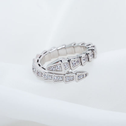 [Elitejewels]SERPENTI RING SILBER DIAMANT GEPAPERT 4MM