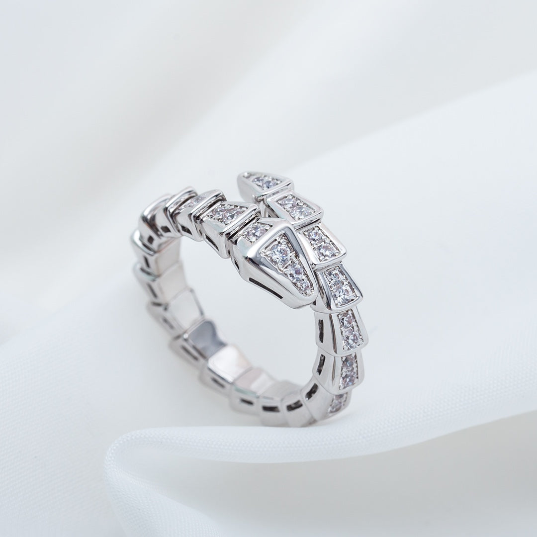 [Elitejewels]SERPENTI RING SILVER DIAMOND PAVED 4MM