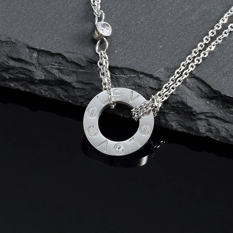 [Elitejewels]LOVE NECKLACE 16MM 2 DIAMONDS