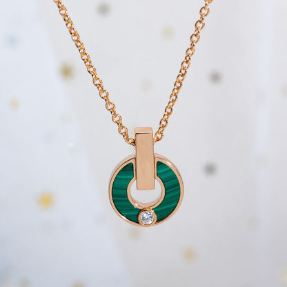 [Elitejewels]GARI NECKLACE PINK GOLD MALACHITE