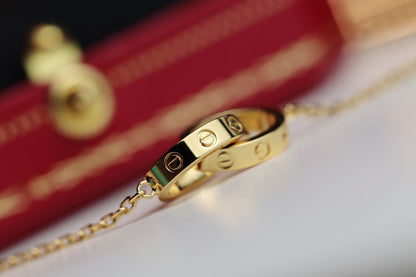 [Elitejewels]LOVE NECKLACE DOUBLE RING GOLD