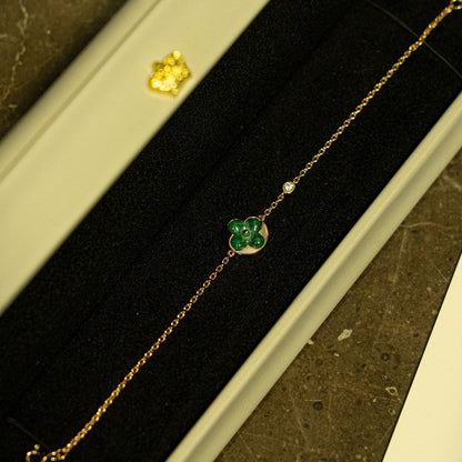 [Elitejewels]SUN MALACHITE 1 DIAMOND PINK GOLD BRACELET