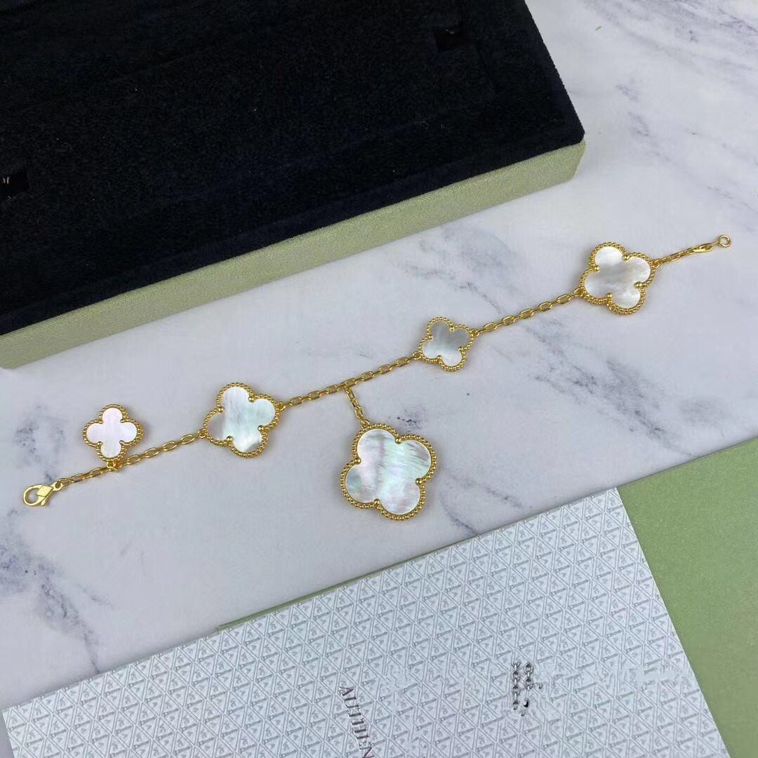 [Elitejewels]MAGIC CLOVER MOP GOLD BRACELET 5 MOTIFS