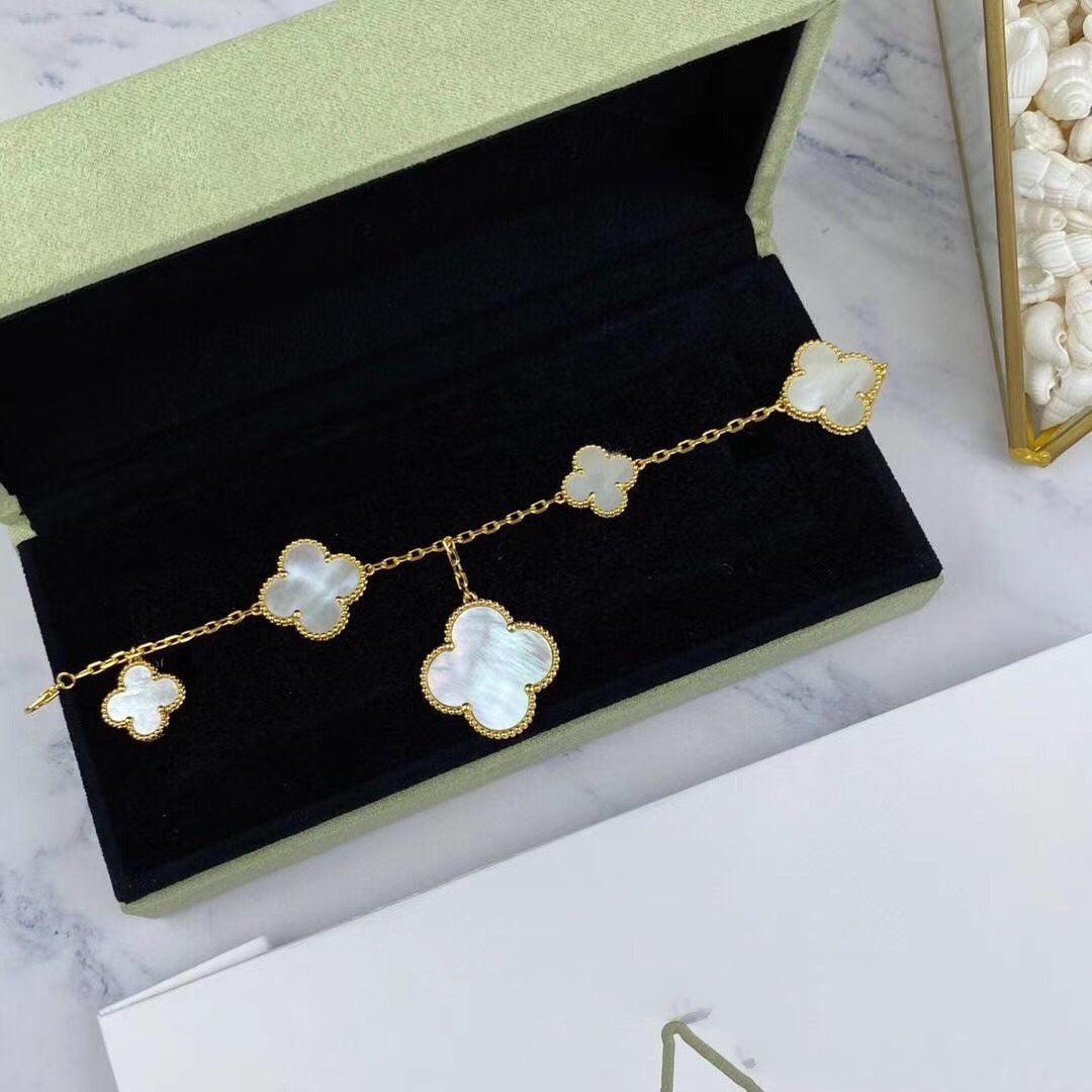 [Elitejewels]MAGIC CLOVER MOP GOLD BRACELET 5 MOTIFS