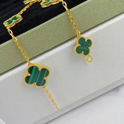 [Elitejewels]MAGIC CLOVER MALACHITE GOLD BRACELET 5 MOTIFS