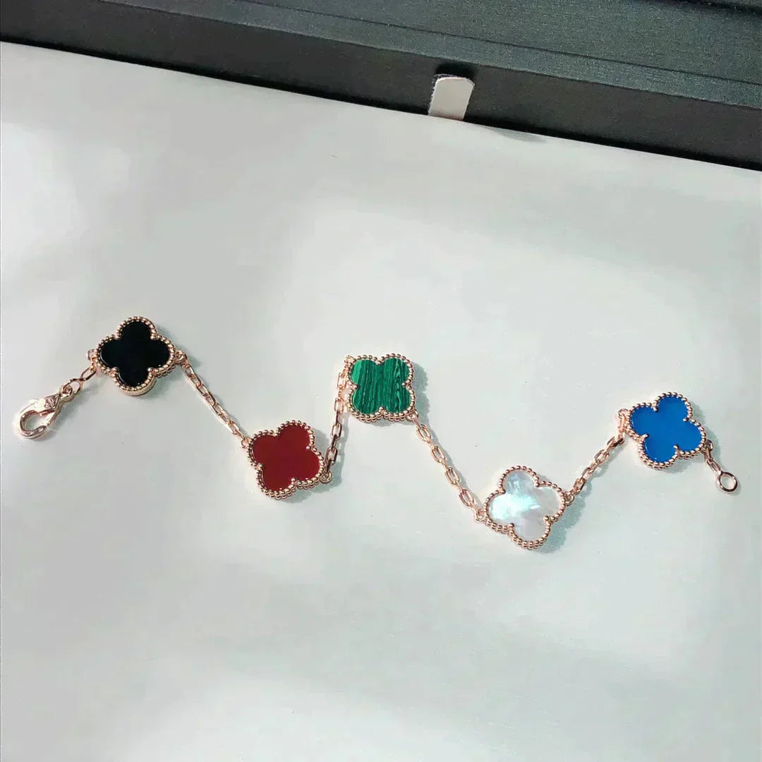 [Elitejewels]CLOVER 5 MOTIFS MULTICOLOR  BRACELET