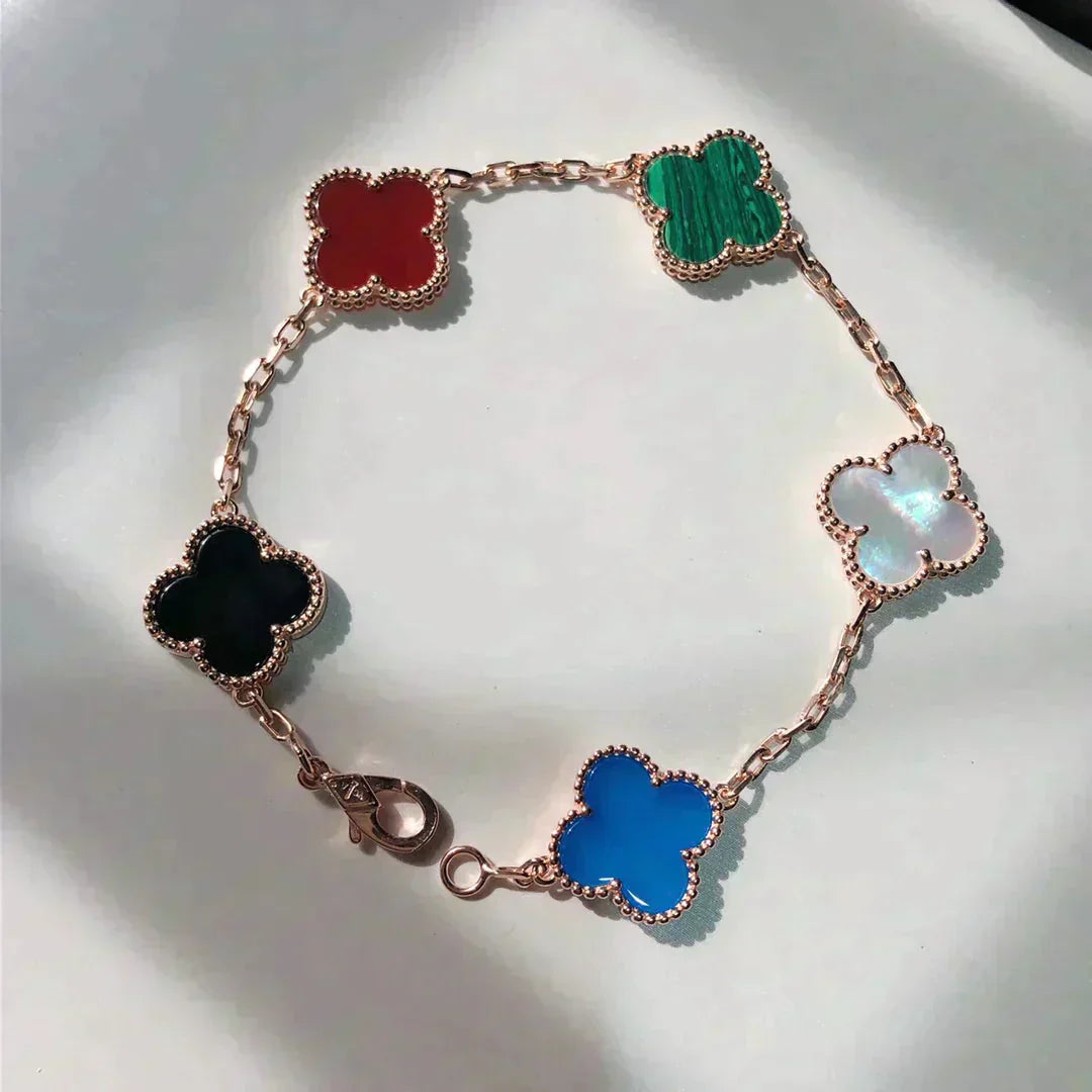 [Elitejewels]CLOVER 5 MOTIFS MULTICOLOR  BRACELET