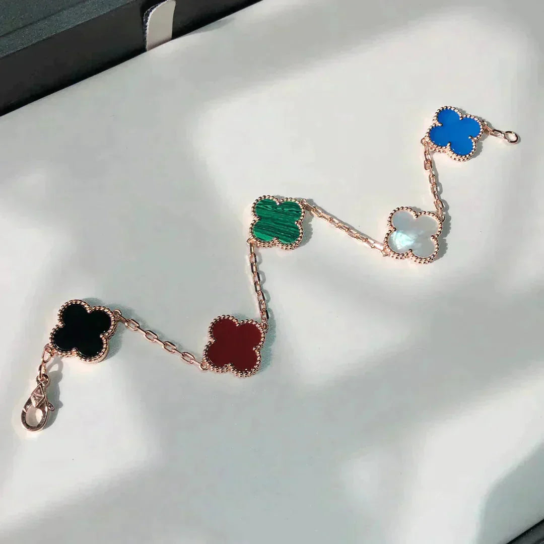 [Elitejewels]CLOVER 5 MOTIFS MULTICOLOR  BRACELET