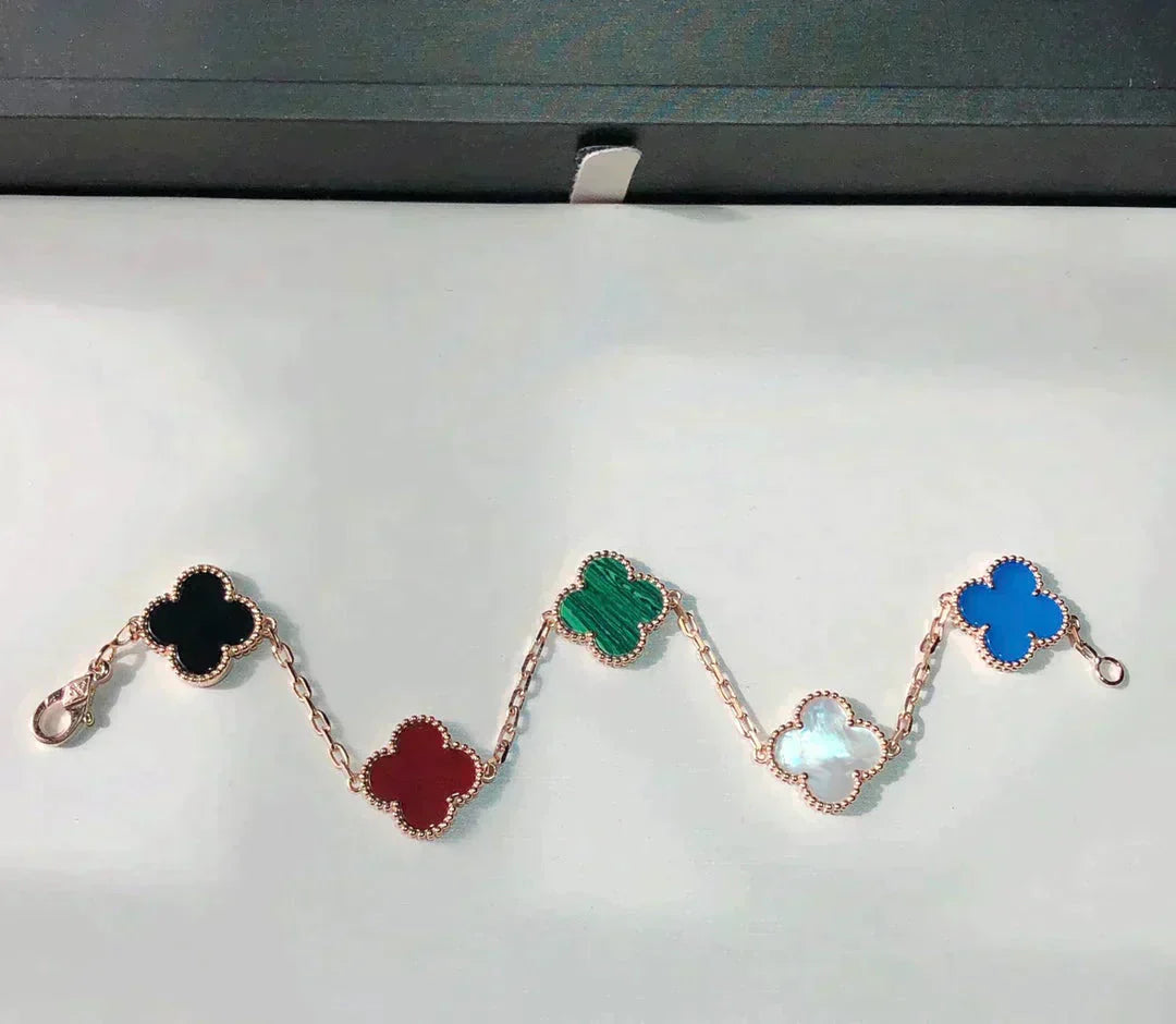 [Elitejewels]CLOVER 5 MOTIFS MULTICOLOR  BRACELET