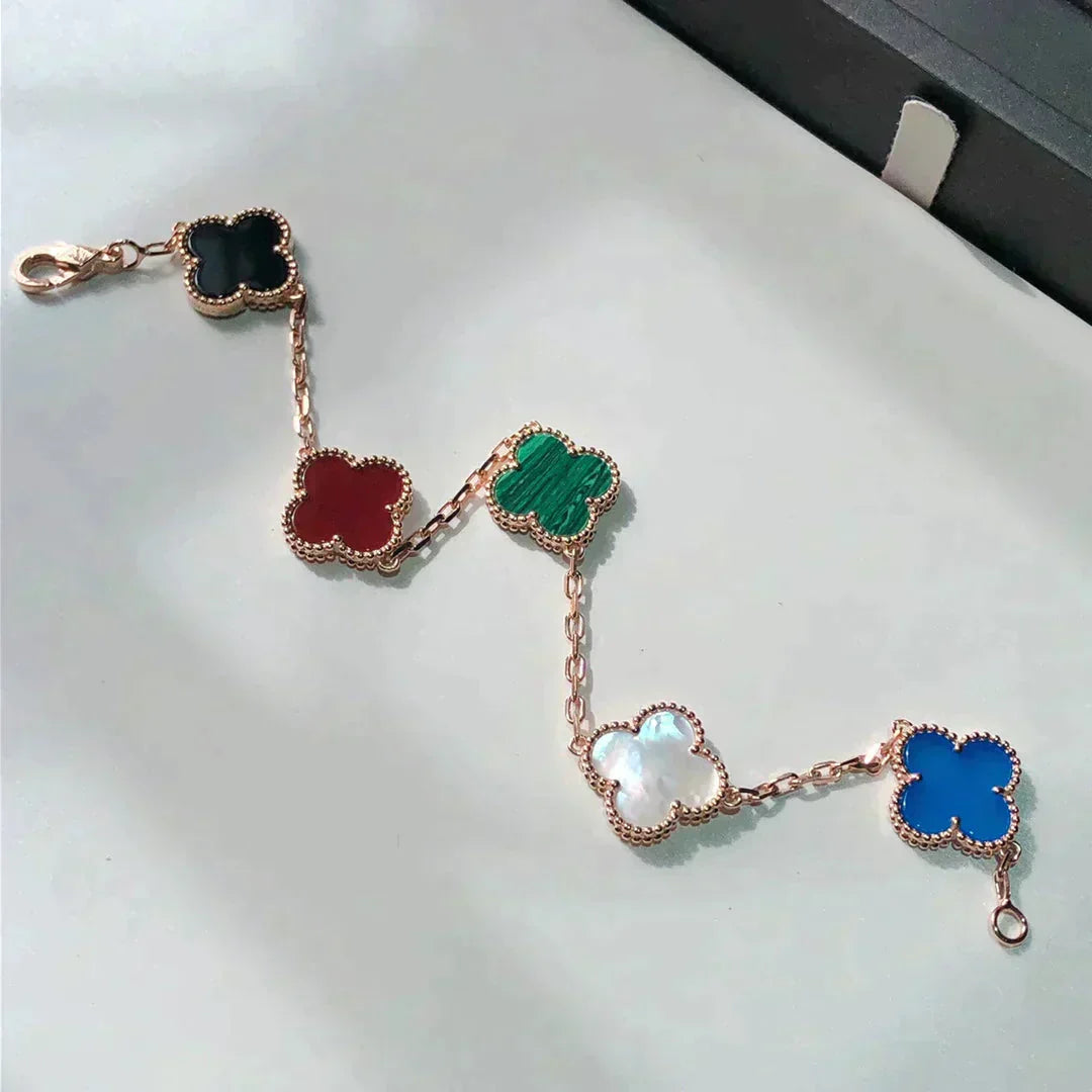 [Elitejewels]CLOVER 5 MOTIFS MULTICOLOR  BRACELET