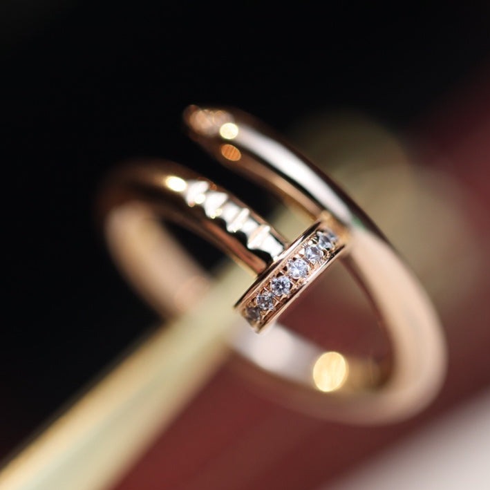 [Elitejewels]JUSTE RING 2.65MM PINK GOLD DIAMOND