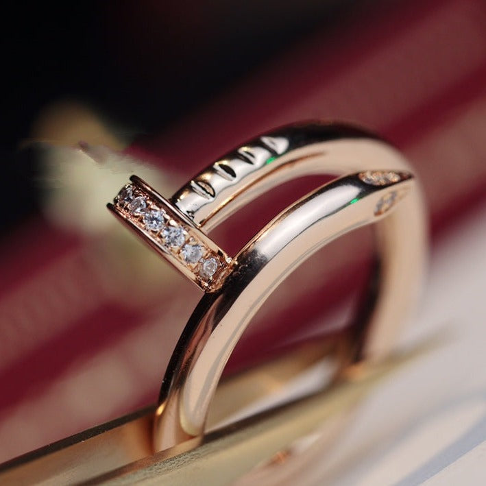 [Elitejewels]JUSTE RING 2.65MM PINK GOLD DIAMOND