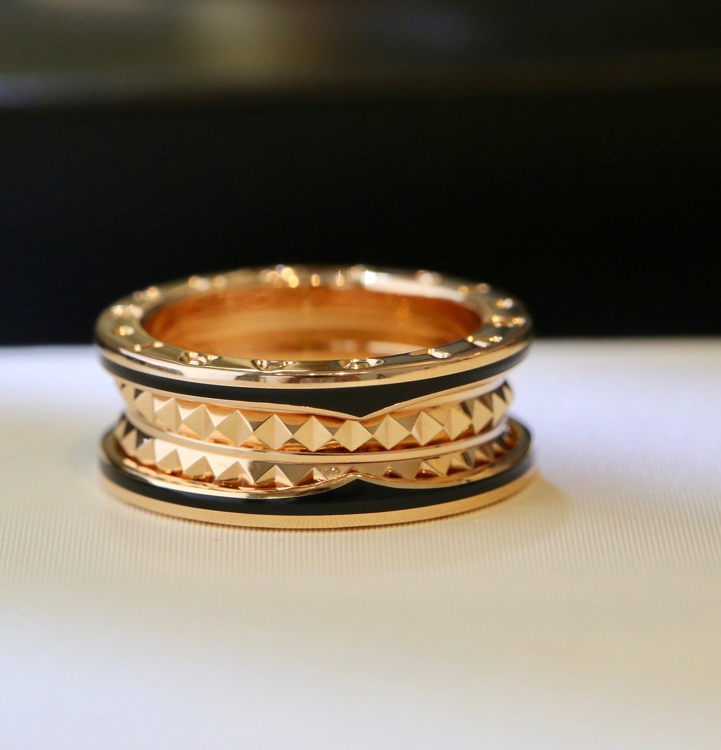 [Elitejewels]ZERO 1 PINK GOLD BLACK CERAMIC RING