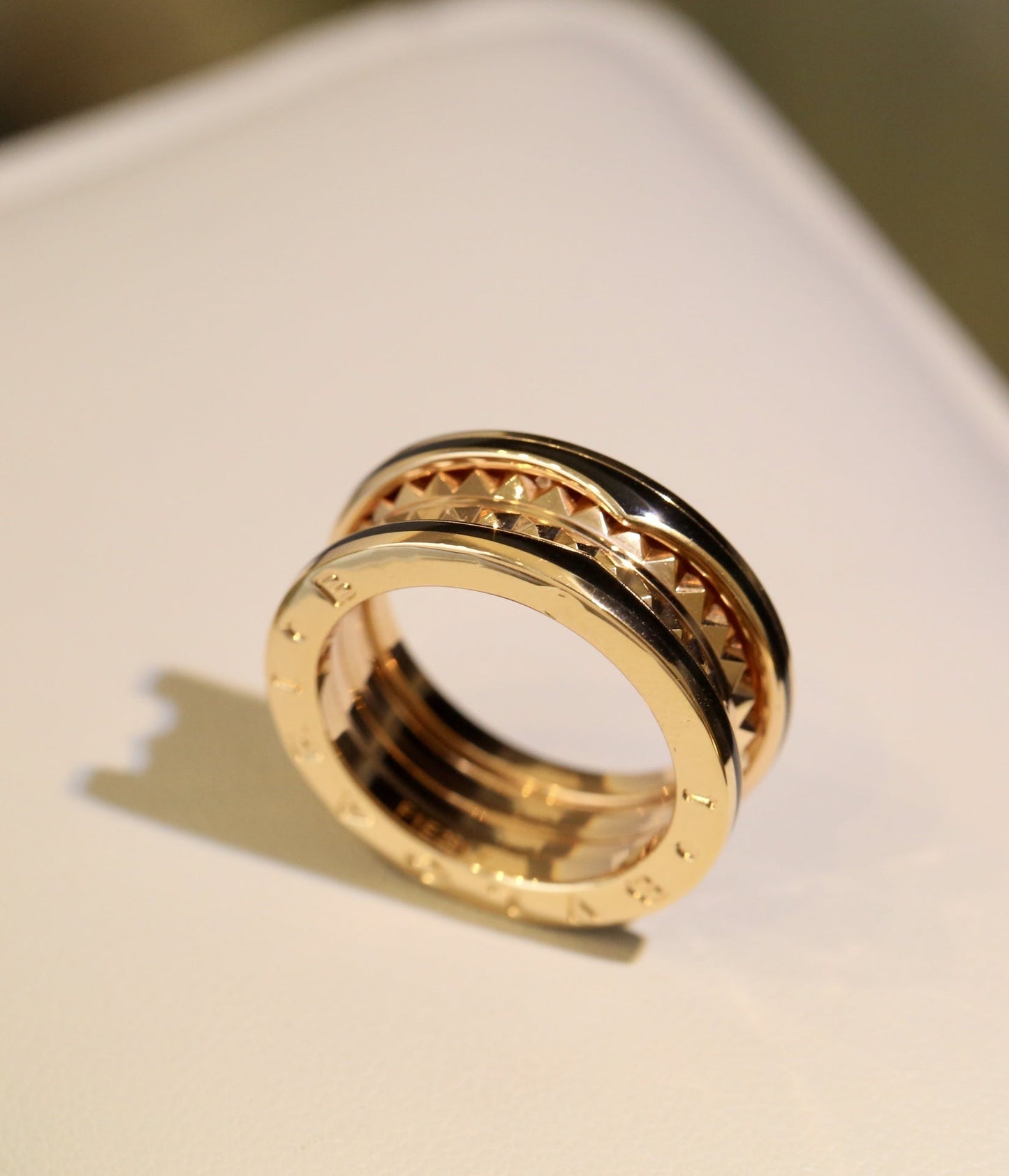 [Elitejewels]ZERO 1 PINK GOLD BLACK CERAMIC RING