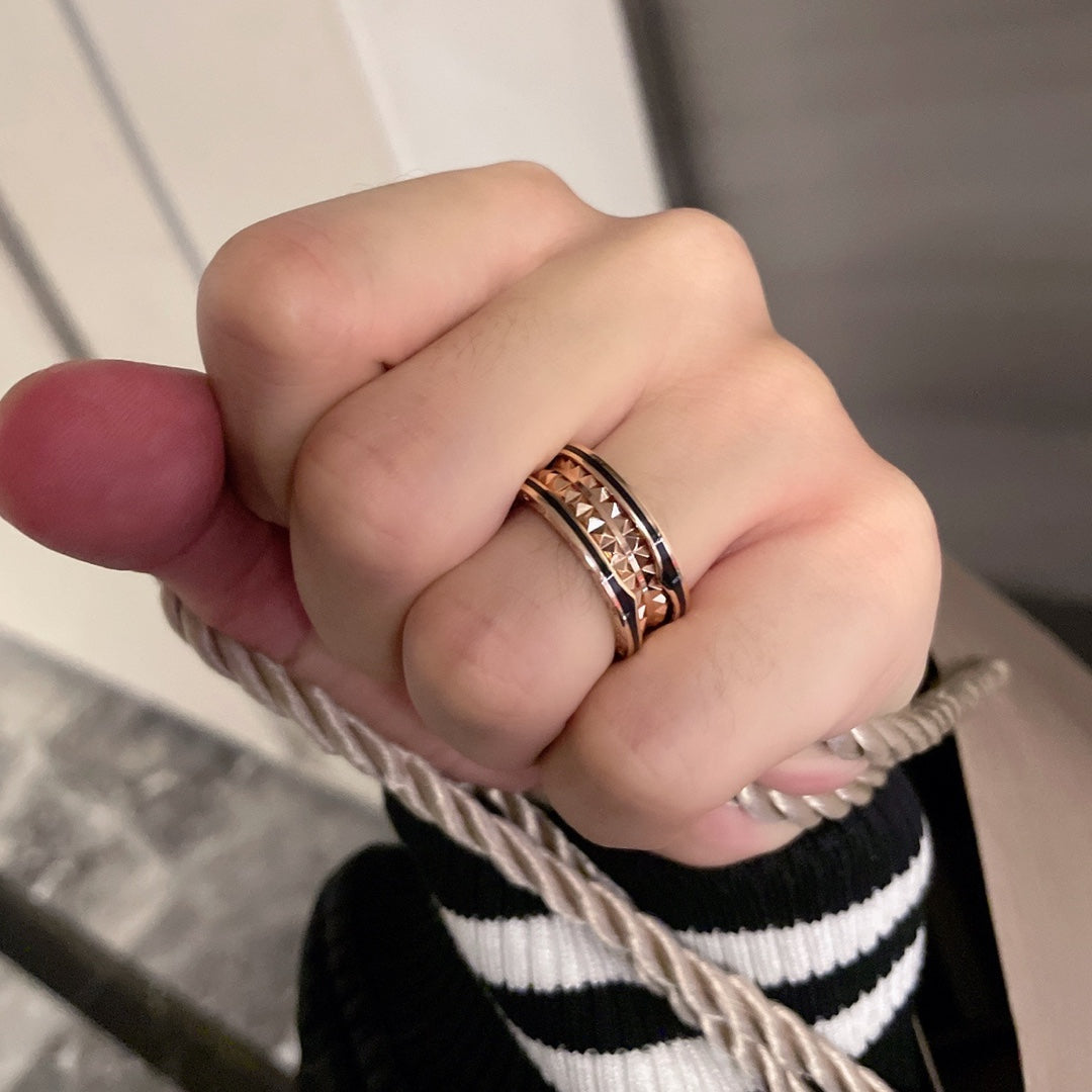 [Elitejewels]ZERO 1 PINK GOLD BLACK CERAMIC RING