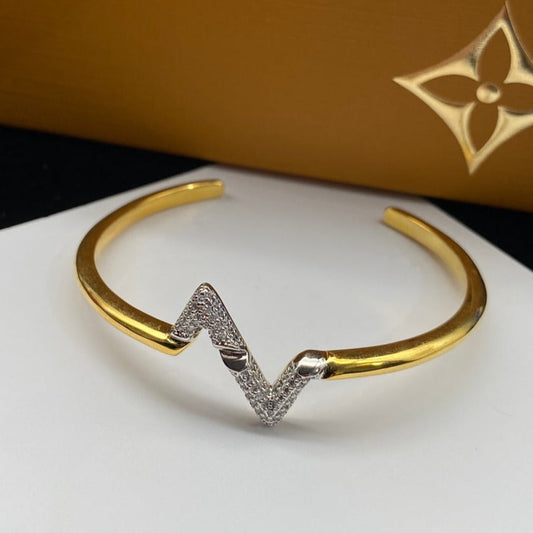 [Elitejewels]VOLTE UPSITE DOWN DIAMOND GOLD OPEN BRACELET