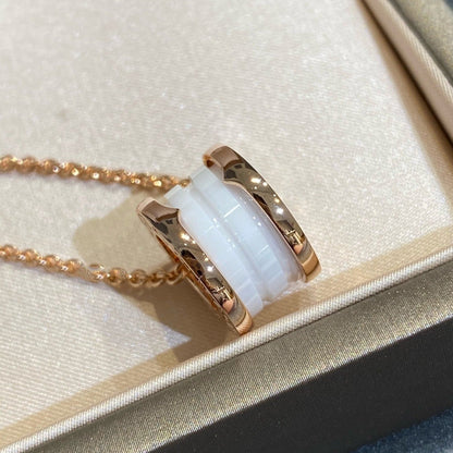 [Elitejewels]ZERO 1 WHITE CERAMIC PINK GOLD NECKLACE