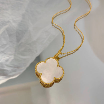 [Elitejewels]CLOVER 25MM MOP LARGE PENDANT NECKLACE