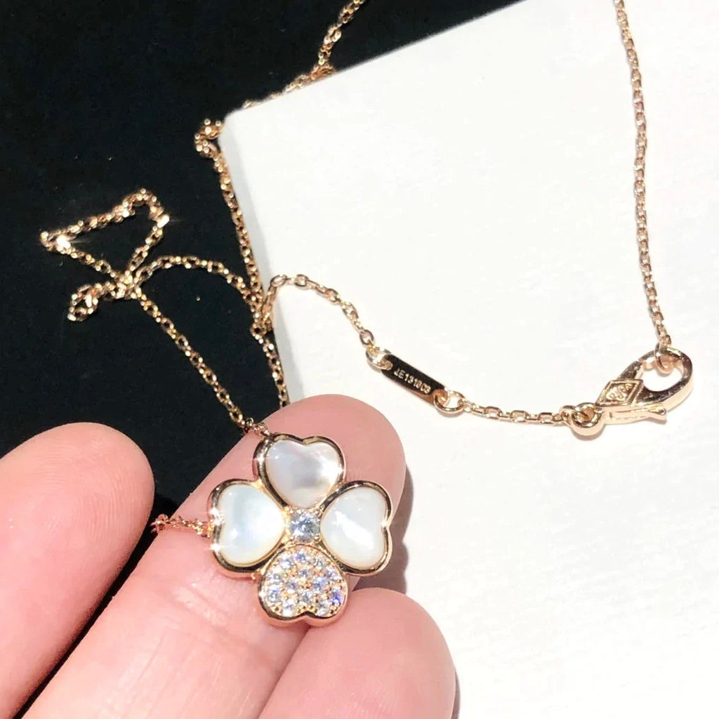 [Elitejewels]CLOVER MOP DIAMOND ROSE GOLD NECKLACE