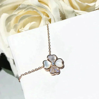 [Elitejewels]CLOVER MOP DIAMANT ROSÉGOLD HALSKETTE