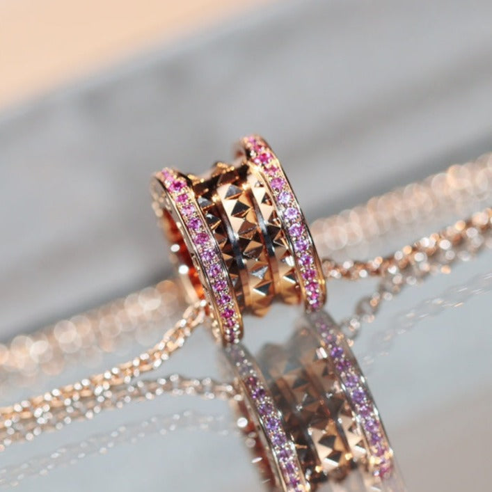 [Elitejewels]ZERO 1 ROCK PINK GOLD PINK DIAMOND NECKLACE