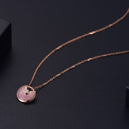 [Elitejewels]AMULETTE ROSE GOLD PINK MOP NECKLACE