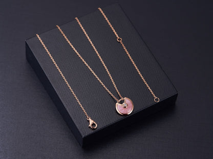 [Elitejewels]AMULETTE ROSE GOLD PINK MOP NECKLACE