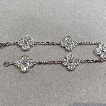 [Elitejewels]CLOVER 5 MOTIFS  DIAMOND BRACELET SILVER