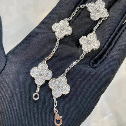 [Elitejewels]CLOVER 5 MOTIFS  DIAMOND BRACELET SILVER