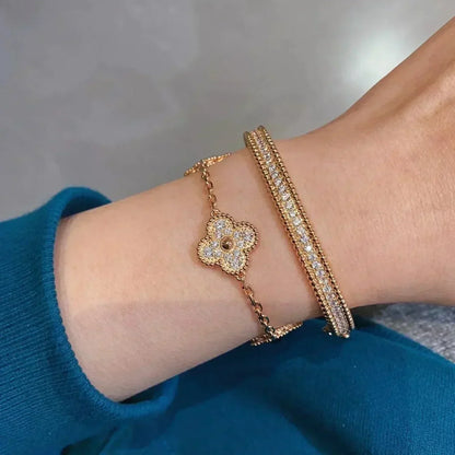 [Elitejewels]CLOVER 5 MOTIFS  FULL DIAMOND BRACELET