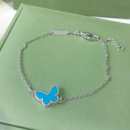 [Elitejewels]BUTTERFLY TURQUOISE BUTTERFLY BRACELET SILVER