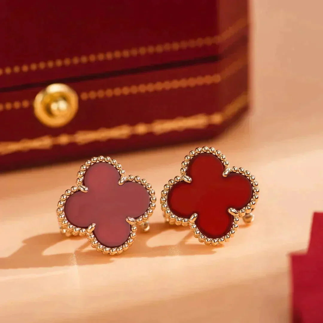 [Elitejewels]CLOVER MEDIUM 1 MOTIFS CARNELIAN  EARRINGS