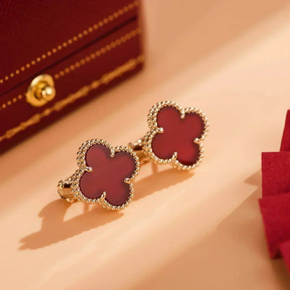 [Elitejewels]CLOVER MEDIUM 1 MOTIFS CARNELIAN  EARRINGS