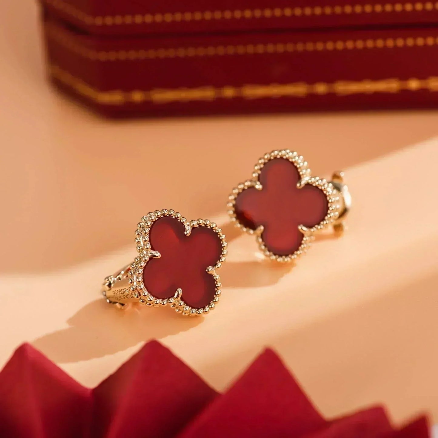 [Elitejewels]CLOVER MEDIUM 1 MOTIFS CARNELIAN  EARRINGS