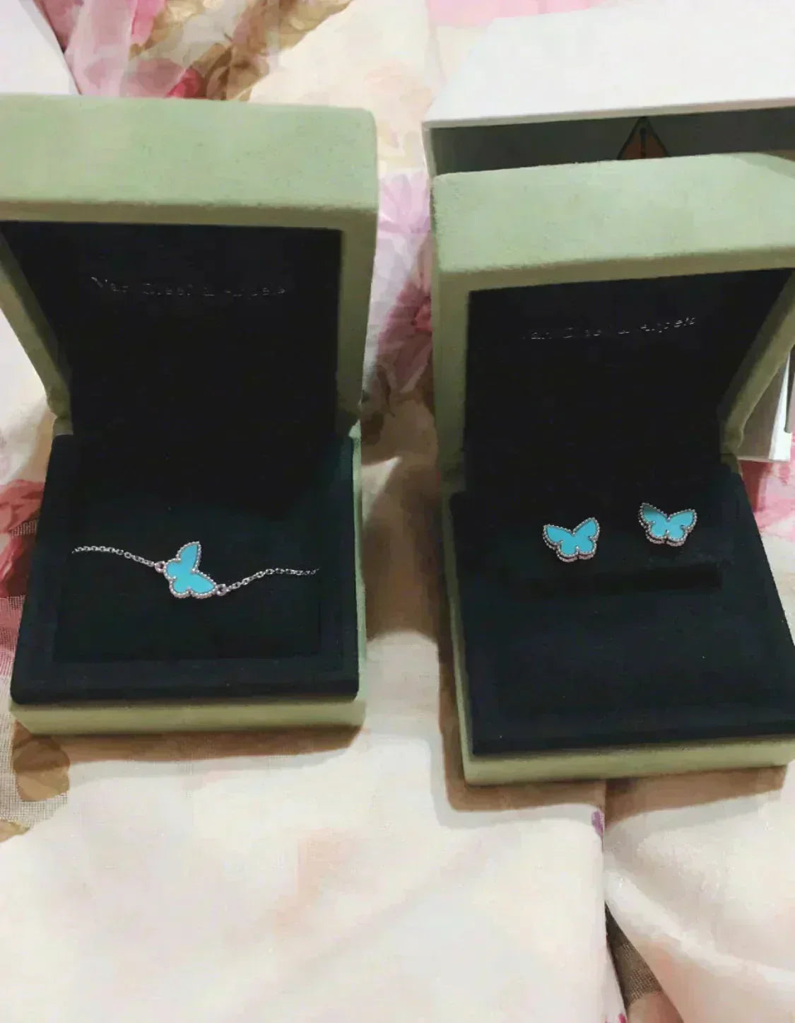 [Elitejewels]BUTTERFLY TURQUOISE EARRINGS SILVER