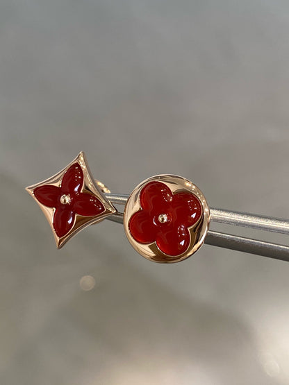 [Elitejewels]STAR AND SUN PINK GOLD CARNELIAN STUD EARRINGS