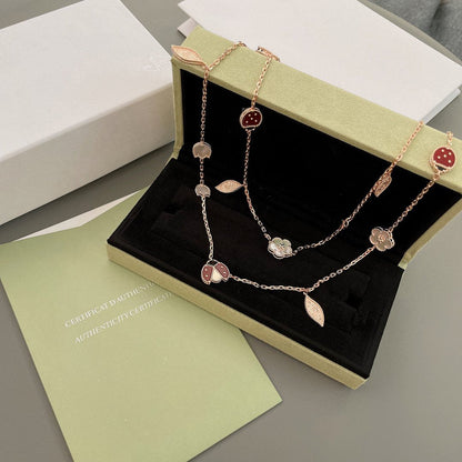 [Elitejewels]LUCKY SPRING 15 MOTIFS ROSE GOLD NECKLACE