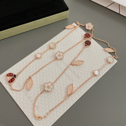 [Elitejewels]LUCKY SPRING 15 MOTIFS ROSE GOLD NECKLACE