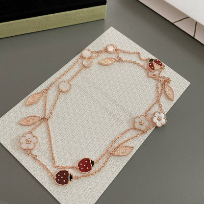 [Elitejewels]LUCKY SPRING 15 MOTIFS ROSE GOLD NECKLACE