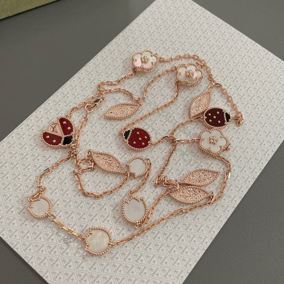 [Elitejewels]LUCKY SPRING 15 MOTIFS ROSE GOLD NECKLACE