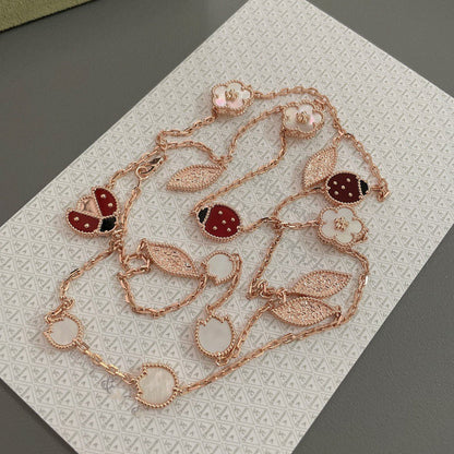 [Elitejewels]LUCKY SPRING 15 MOTIFS ROSE GOLD NECKLACE