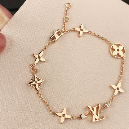 [Elitejewels]スターと太陽 7モチーフ ゴールドブレスレット