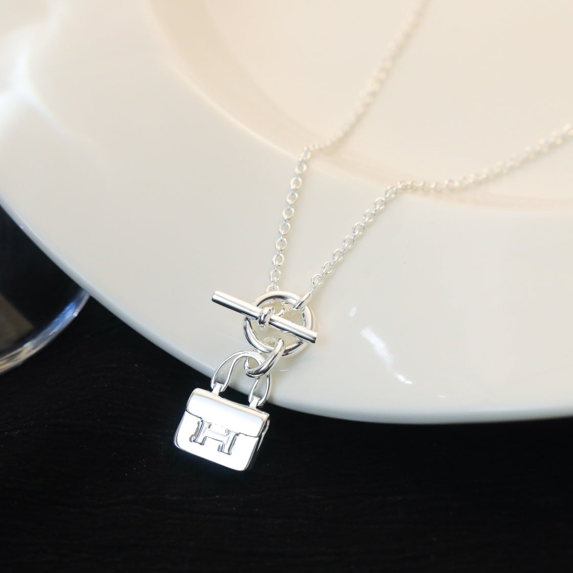 [Elitejewels]POP H PEDANT SILVER NECKLACE