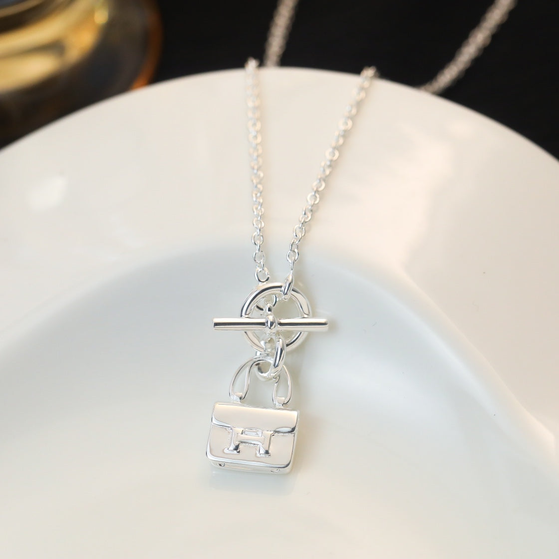 [Elitejewels]POP H PEDANT SILVER NECKLACE