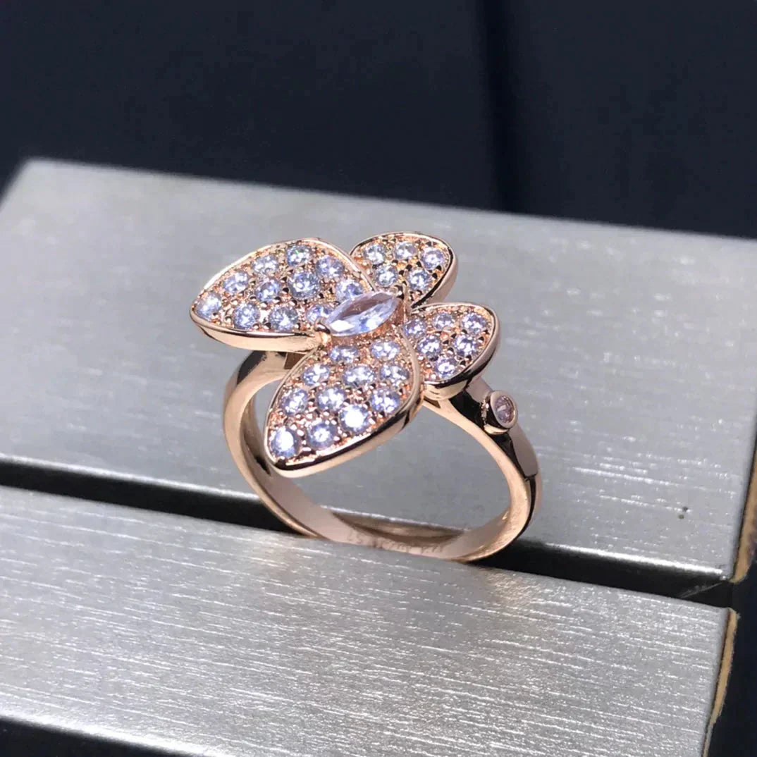 [Elitejewels]BUTTERFLY PINK GOLD DIAMOND RING