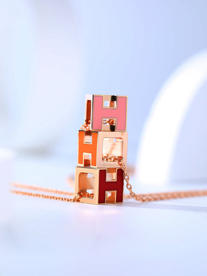 [Elitejewels]H CAGE PINK GOLD NECKLACE